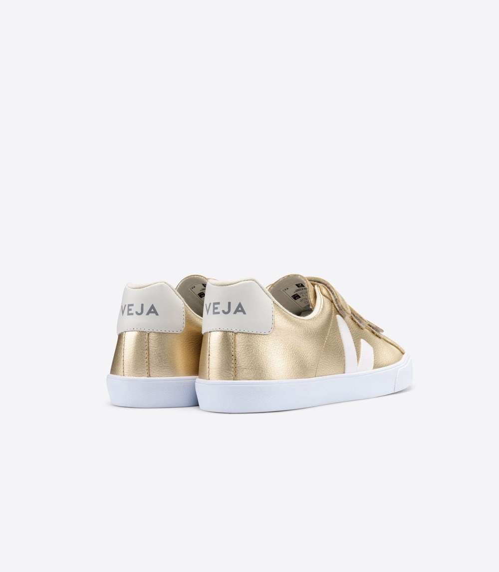 Veja Sneakers Womens - 3-lock Leather - Gold/White - 7850ALHPD